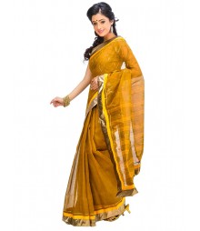 Brown & Golden Self Design Ethnic Wear Fashion Saree DSCH068
